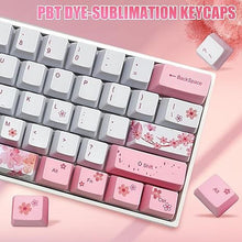 Load image into Gallery viewer, Cherry Blossom Pink Mechanical Keyboard,60% Compact Hot Swappable USB-C Wired RGB Gaming Keyboard 61 Keys Mini Cute Keyboards with Dye-Sublimation PBT Keycap for PC/Mac (Brown Switch)
