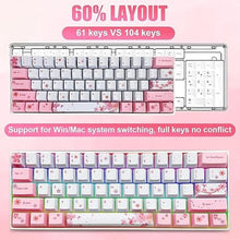Load image into Gallery viewer, Cherry Blossom Pink Mechanical Keyboard,60% Compact Hot Swappable USB-C Wired RGB Gaming Keyboard 61 Keys Mini Cute Keyboards with Dye-Sublimation PBT Keycap for PC/Mac (Brown Switch)
