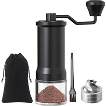 Load image into Gallery viewer, Manual Coffee Grinder, Hand Coffee Grinder with Conical Stainless Steel Burr Core, Adjustable for Fine/Coarse Grind for Home, Travel, Gifts for Coffee Lovers (Black with Glass Container)
