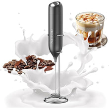 Load image into Gallery viewer, CIRCLE JOY Milk Frother Hanheld with Stand, Electric Coffee Frother, Battery Operated Hand Frother Wand Drink Mixer Mini Foamer for Matcha Lattes Cappuccino, Kitchen Gifts, Black
