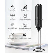 Load image into Gallery viewer, CIRCLE JOY Milk Frother Hanheld with Stand, Electric Coffee Frother, Battery Operated Hand Frother Wand Drink Mixer Mini Foamer for Matcha Lattes Cappuccino, Kitchen Gifts, Black
