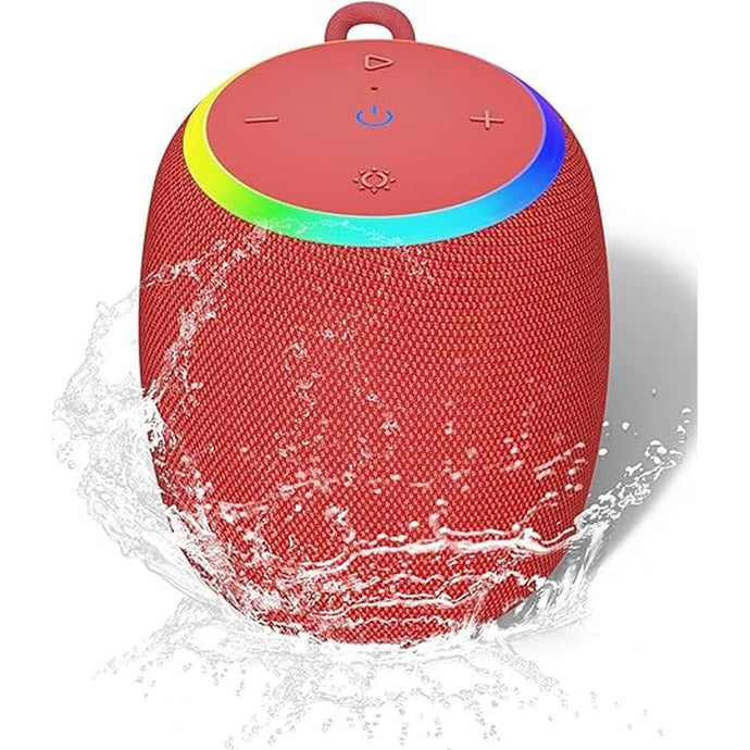 Bluetooth Speaker, Portable Wireless with IPX6 Waterproof, 15W Stereo Sound TWS Pairing, Blue Tooth 5.3, LED Light, 12H Playtime Shower Speakers for Home Outdoor Party Beach(Red)