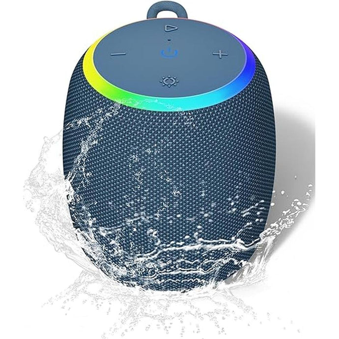 Bluetooth Speaker, Portable Wireless with 15W Stereo Sound, IPX6 Waterproof, BT 5.3, LED Light, TWS Pairing, 12H Playtime Shower Speakers for Home Outdoor Party Beach(Blue)