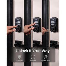 Load image into Gallery viewer, DESLOC A100F Keypad Fingerprint Door Lock, Keyless Entry Door Lock, Smart Lock Deadbolt for Front Door, Easy Installation, Emergency Power Port,12 Months Battery, IP54 Waterproof, 5 Keys
