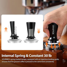 Load image into Gallery viewer, 58mm Espresso Tamper - Spring-Loaded Coffee Tamper with Flat Stainless Steel Base, Compatible with Breville 58mm Portafilter Basket, Professional Barista Accessories, Black
