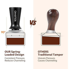 Load image into Gallery viewer, 58mm Espresso Tamper - Spring-Loaded Coffee Tamper with Flat Stainless Steel Base, Compatible with Breville 58mm Portafilter Basket, Professional Barista Accessories, Black
