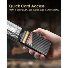 Load image into Gallery viewer, 2025 Wallet for Men - RFID Blocking [Functional &amp; Practical] Bifold Slim Minimalist Credit Card Holder Pop Up Wallet Metal Case with Cash Slot, Front Pocket with ID Window, Gift Boxed (Carbon Fiber)
