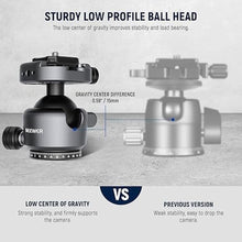 Load image into Gallery viewer, NEEWER GM41 Low Profile Tripod Ball Head, 40mm Metal Panoramic Camera Mount Adapter with 1/4" Arca Type QR Plate Compatible with Peak Design Capture Camera Clip, 360° Swivel &amp; 90° Tilt, Max Load 22lb
