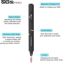 Load image into Gallery viewer, AM ARROWMAX Mini Engraving Pen with 42 Bits - Rotary Tool Smart Motion Control, OLED, Bluetooth, APP, Wireless Magnetic Charge, Engraving Pen for Metal, Wood, Glass and Plastic (SGS PRO) Black

