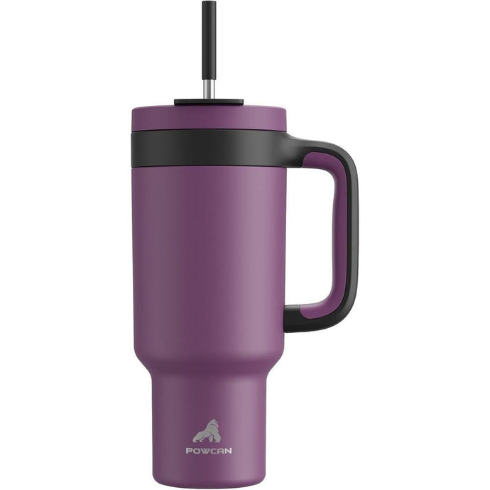 40 oz Tumbler with Handle, 2-in-1 Straw and Sip Lid, Leakproof, Dishwasher Safe, Insulated Stainless Steel Travel Coffee Mug, Keeps Cold for 34 Hours, Fits in Car Cup Holder (Plum)