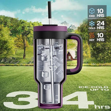 Load image into Gallery viewer, 40 oz Tumbler with Handle, 2-in-1 Straw and Sip Lid, Leakproof, Dishwasher Safe, Insulated Stainless Steel Travel Coffee Mug, Keeps Cold for 34 Hours, Fits in Car Cup Holder (Plum)

