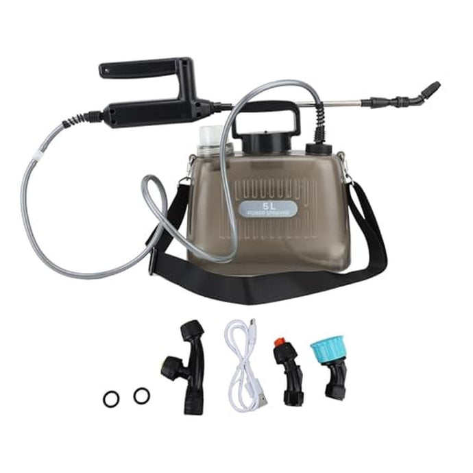 5L Electric Sprayer Portable, 2000mAh Battery Powered Automatic Garden Pump Sprayer Plant Sprayer Garden Spray Bottle with 4 Nozzles for Lawn, Garden, Yard (Grey)