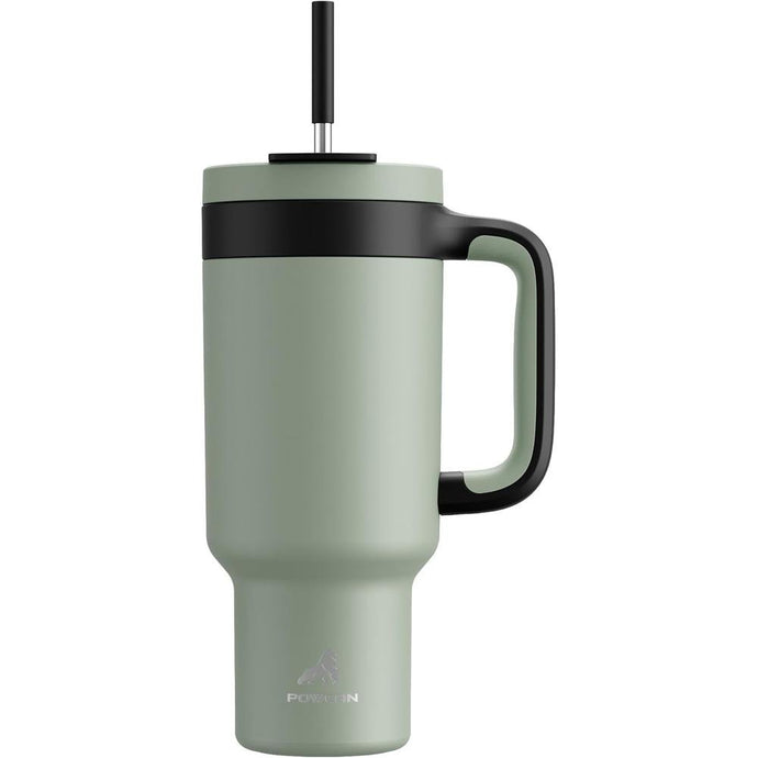 40 oz Tumbler with Handle, 2-in-1 Straw and Sip Lid, Leakproof, Dishwasher Safe, Insulated Stainless Steel Travel Coffee Mug, Keeps Cold for 34 Hours, Fits in Car Cup Holder (Agave)