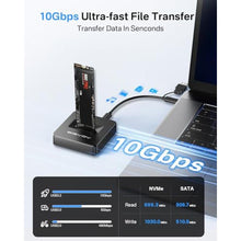 Load image into Gallery viewer, ACASIS NVME SSD Reader Adapter, Aluminium Alloy Housing Fast Heat Dissipation, NVME to USB Docking Station, M.2 SSD to USB Adapter 10Gbps, Support M.2 (M Key) NVMe SSD and (B+M Key) SATA-Based SSD
