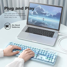 Load image into Gallery viewer, Atelus Large Print Keyboard, USB Wired Computer Keyboard with Retro Keycaps, Numeric Keypad and Media Hotkey for Office Desktop PC Laptop and Windows 7 8 10 11 (Blue Colorful)
