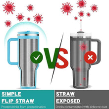 Load image into Gallery viewer, 40 oz Tumbler with Handle and Flip Straw Lid - Upgraded Insulated Traveler Tumblers with Lids Straws Vacuum Leak Proof Stainless Steel 40oz Cup Mug Gifts for Men Women Him Her (Pool)
