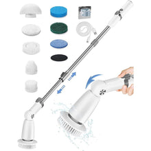 Load image into Gallery viewer, Electric Spin Scrubber Brush Cordless Shower Scrubber with Long Handle, 8 Brush Heads &amp; 3 Adjustable Angles, Dual Speed Electric Scrubber for Cleaning, Automatic Cleaning Brush for Bathroom Tub Tile
