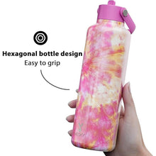 Load image into Gallery viewer, Meoky Water Bottle with Straw for Women: 24 oz Stainless Steel Insulated Water Bottle BPA-Free for Home Office Sports - Girlfriend Wife Mom, Sakura
