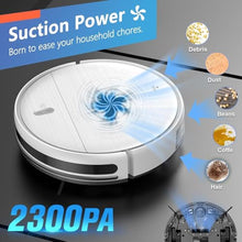 Load image into Gallery viewer, Robot Vacuum and Mop, 2 in 1 Robotic Vacuum Cleaner with Schedule, App/Voice, Slim Mopping Vacuum Robot with Watertank and Dustbin, Self-Charging, Easy of Use, Ideal for Hard Floor, Pet Hair, Carpet
