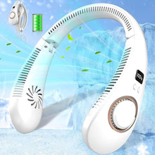 Load image into Gallery viewer, Neck Fan Rechargeable-Neck Fans that Blow Cold Air,Folding 4000mAh Portable Personal Usb Rechargeable Battery Operated Fan,Cooling Bladeless Travel Portable Neck Fan,Neck Cooler Women Men Kids White

