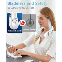 Load image into Gallery viewer, Neck Fan Rechargeable-Neck Fans that Blow Cold Air,Folding 4000mAh Portable Personal Usb Rechargeable Battery Operated Fan,Cooling Bladeless Travel Portable Neck Fan,Neck Cooler Women Men Kids White
