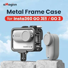 Load image into Gallery viewer, Aluminum Frame Cage with Lens Silicone Corver Case and Screen Protector for Insta360 GO 3S,Metal Protective Durable Housing Case with Cold Shoe Mount (Model Number 3)
