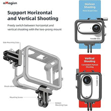 Load image into Gallery viewer, Aluminum Frame Cage with Lens Silicone Corver Case and Screen Protector for Insta360 GO 3S,Metal Protective Durable Housing Case with Cold Shoe Mount (Model Number 3)
