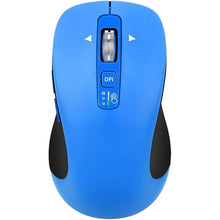 Load image into Gallery viewer, Wireless Bluetooth Mouse (USB + BT1 + BT2), Full Size, 4-Way Scrolling, Multi-Device Silent Mouse for Computer, Laptop, iPad, MacBook (Blue)
