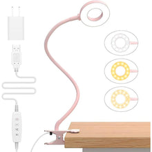 Load image into Gallery viewer, iZELL Desk Lamp, [3 Color Modes &amp; 10 Brightness] LED Reading Light with Clamp, Flexible Gooseneck Book Light for Kids Reading Book in Bed at Night Clip on Table, Headboard, Dorm - 15.8‘’ Pink
