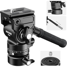 Load image into Gallery viewer, NEEWER Tripod Fluid Head with +/-7° Leveling Base (?48mm), Metal Mini Pan Tilt Video Head Mount with Arca Type QR Plate, Telescopic Handle for Compact Video Camera DSLR Camera, Max Load 11lb/5kg, GM35
