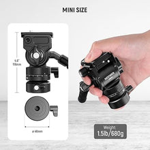 Load image into Gallery viewer, NEEWER Tripod Fluid Head with +/-7° Leveling Base (?48mm), Metal Mini Pan Tilt Video Head Mount with Arca Type QR Plate, Telescopic Handle for Compact Video Camera DSLR Camera, Max Load 11lb/5kg, GM35
