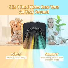 Load image into Gallery viewer, 2 in 1 Heater and Fan Combo, 1500W Portable Heaters for Indoor Use with 4 Modes, Tip-over &amp; Overheat Protections, Desk Space Heater and Fan Combo for Office Home Bedroom
