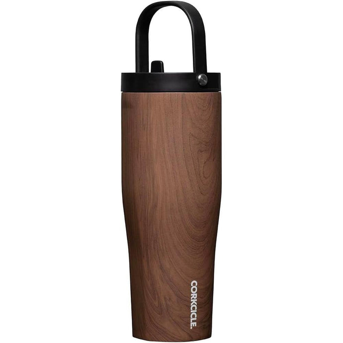 Corkcicle Go Cup XL Insulated Tumbler with Lid and Straw, Walnut Wood, 30 oz – Reusable Water Bottle Keeps Beverages Cold for 12hrs – Cupholder Friendly Tumbler, Leak-Proof Design