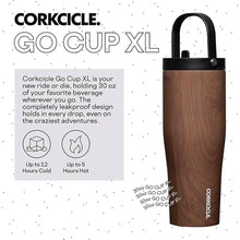 Load image into Gallery viewer, Corkcicle Go Cup XL Insulated Tumbler with Lid and Straw, Walnut Wood, 30 oz – Reusable Water Bottle Keeps Beverages Cold for 12hrs – Cupholder Friendly Tumbler, Leak-Proof Design
