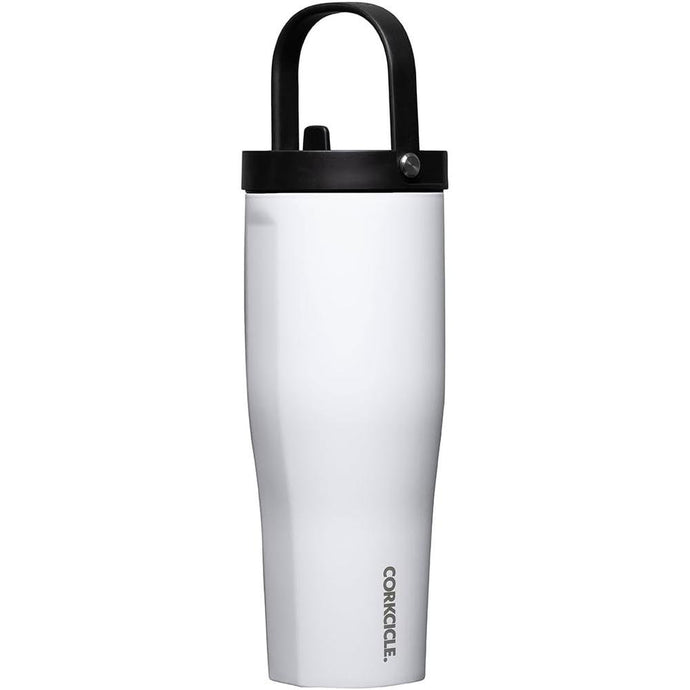 Corkcicle Go Cup XL Insulated Tumbler with Lid and Straw, Gloss White, 30 oz – Reusable Water Bottle Keeps Beverages Cold for 12hrs – Cupholder Friendly Tumbler, Leak-Proof Design