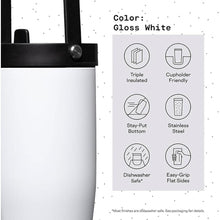 Load image into Gallery viewer, Corkcicle Go Cup XL Insulated Tumbler with Lid and Straw, Gloss White, 30 oz – Reusable Water Bottle Keeps Beverages Cold for 12hrs – Cupholder Friendly Tumbler, Leak-Proof Design
