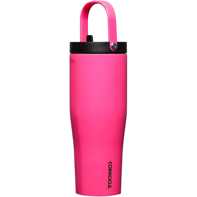 Corkcicle Go Cup XL Insulated Tumbler with Lid and Straw, Dragonfuit, 30 oz – Reusable Water Bottle Keeps Beverages Cold for 12hrs – Cupholder Friendly Tumbler, Leak-Proof Design