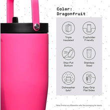 Load image into Gallery viewer, Corkcicle Go Cup XL Insulated Tumbler with Lid and Straw, Dragonfuit, 30 oz – Reusable Water Bottle Keeps Beverages Cold for 12hrs – Cupholder Friendly Tumbler, Leak-Proof Design

