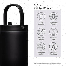 Load image into Gallery viewer, Corkcicle Go Cup XL Insulated Tumbler with Lid and Straw, Matte Black, 30 oz – Reusable Water Bottle Keeps Beverages Cold for 12hrs – Cupholder Friendly Tumbler, Leak-Proof Design
