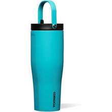 Load image into Gallery viewer, Corkcicle Go Cup XL Insulated Tumbler with Lid and Straw, Capri Blue, 30 oz – Reusable Water Bottle Keeps Beverages Cold for 12hrs – Cupholder Friendly Tumbler, Leak-Proof Design
