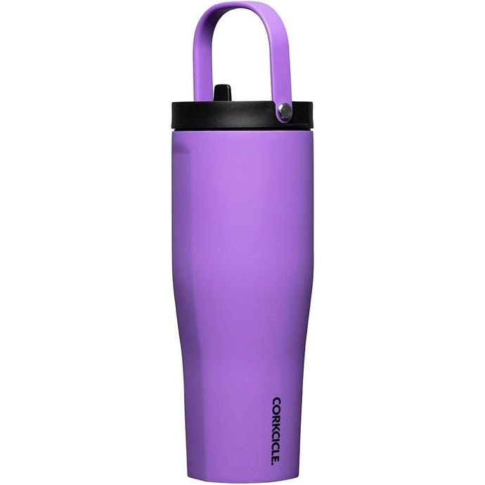 Corkcicle Go Cup XL Insulated Tumbler with Lid and Straw, Varsity Purple, 30 oz – Reusable Water Bottle Keeps Beverages Cold for 12hrs – Cupholder Friendly Tumbler, Leak-Proof Design