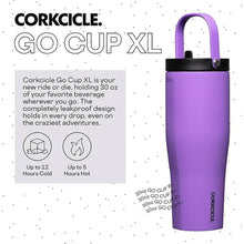 Load image into Gallery viewer, Corkcicle Go Cup XL Insulated Tumbler with Lid and Straw, Varsity Purple, 30 oz – Reusable Water Bottle Keeps Beverages Cold for 12hrs – Cupholder Friendly Tumbler, Leak-Proof Design
