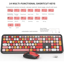 Load image into Gallery viewer, Wireless Keyboard and Mouse Combo, Colorful Ergonomic Full Size Retro Low-Noise Keyboard with Cute keycaps, Compatible with Windows, PC, Perfer for Home and Office Keyboards (Black)
