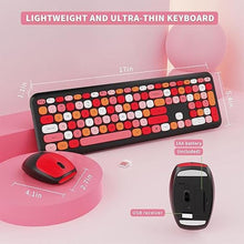 Load image into Gallery viewer, Wireless Keyboard and Mouse Combo, Colorful Ergonomic Full Size Retro Low-Noise Keyboard with Cute keycaps, Compatible with Windows, PC, Perfer for Home and Office Keyboards (Black)

