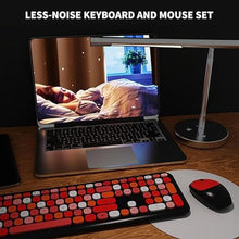 Load image into Gallery viewer, Wireless Keyboard and Mouse Combo, Colorful Ergonomic Full Size Retro Low-Noise Keyboard with Cute keycaps, Compatible with Windows, PC, Perfer for Home and Office Keyboards (Black)
