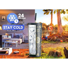 Load image into Gallery viewer, Meoky 24 oz Insulated Tumbler with Lid and Straw, Stainless Steel Vacuum Insulated Tumbler, Keeps Cold for 24 Hours, 100% Leak Proof, Fits in Car Cup Holder (Tarot)
