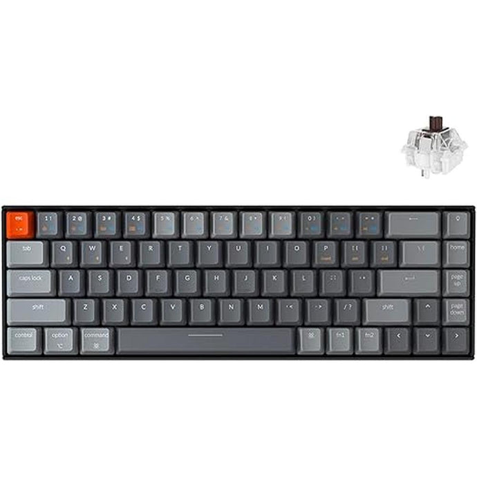 Keychron K6 Mechanical Keyboard 65% Compact 68 Key Wireless Gaming Keyboard, RGB Backlight Bluetooth 5.1/Wired Keyboard Compatible with Mac Windows, Gateron G Pro Brown Switch
