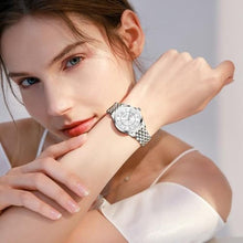 Load image into Gallery viewer, Taxua Watches for Women Silver Waterproof Ladies Watch with Day Date Womens Watches for Small Wrist Stainless Steel Analog Luxury Diamond Female Watch Reloj Mujer
