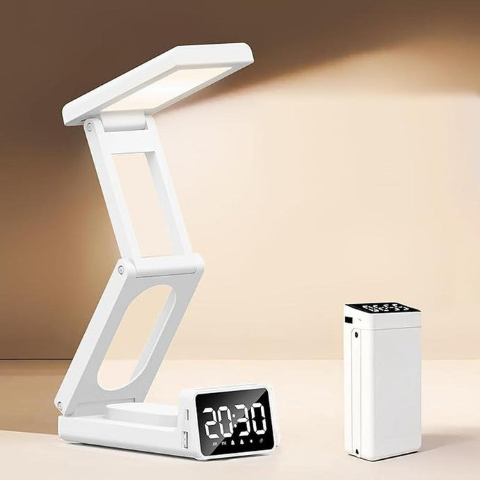 Desk Lamp Rechargeable Cordless Portable Table Lamp LED Alarm Clock Display 10000mAh Battery Operated USB-C Cable 3 Level Brightness for Dorm Study Office Bedroom Travel