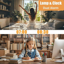Load image into Gallery viewer, Desk Lamp Rechargeable Cordless Portable Table Lamp LED Alarm Clock Display 10000mAh Battery Operated USB-C Cable 3 Level Brightness for Dorm Study Office Bedroom Travel
